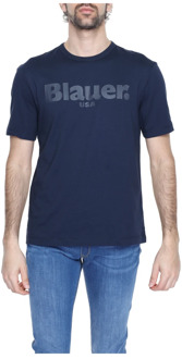 Blauer Heren T-shirt Lente/Zomer Collectie 100% Katoen Blauer , Blue , Heren - Xl,L