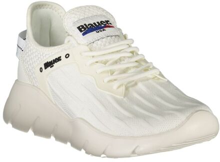 Blauer Laagtop Textiel Sneakers Ivoor