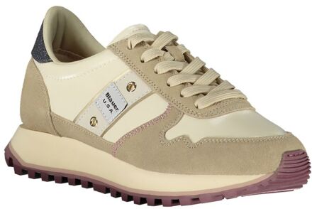 Blauer Lace-up Beige Sneakers Ivoor