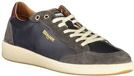Blauer Lage leren suede sneaker - maat EU 44 Donkerblauw