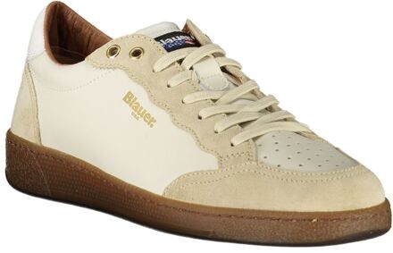 Blauer Lage Leren Suède Sneakers Ivoor - EU 44