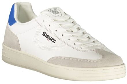 Blauer Lage Top Kleurblok Sneakers Wit - EU 43