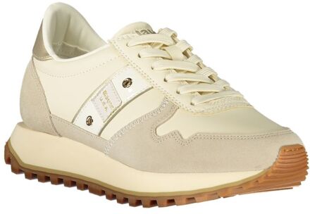 Blauer Leren Crème Sneakers - maat EU 39 Ivoor