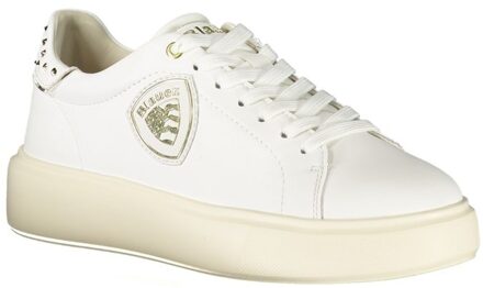 Blauer Leren Lowtop Sneakers met Studs - maat EU 41 Wit