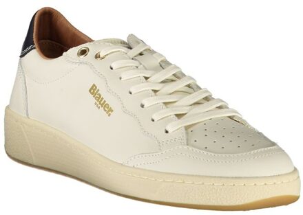 Blauer Leren Sneakers met Veters Ivoor