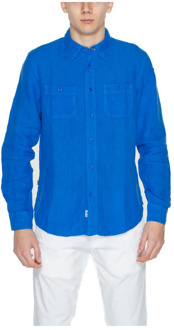 Blauer Linnen Overhemd Lange Mouw Lente/Zomer Collectie Blauer , Blue , Heren - 2Xl,Xl,L,M,S