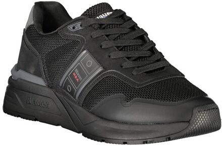 Blauer Mesh Suède Casual Sneakers Zwart