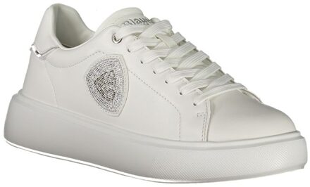 Blauer Rhinestone Detailsneakers - maat EU 38 Wit