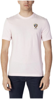 Blauer Roze Effen T-shirt Blauer , Pink , Heren - M
