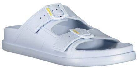 Blauer Schuifsandalen met Verstelbare Bandjes Wit
