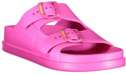 Blauer Slide Sandalen met Verstelbare Gesp Roze