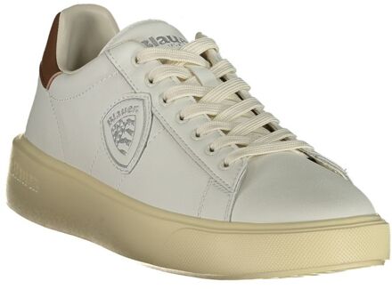 Blauer Witte Leren Heren Sneakers Ivoor - EU 43