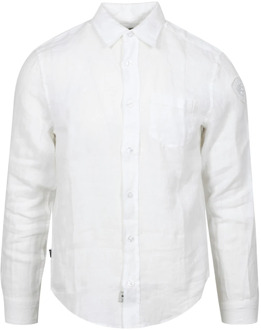 Blauer Witte Linnen Klassieke Overhemd Blauer , White , Heren - 2Xl,Xl,M,S