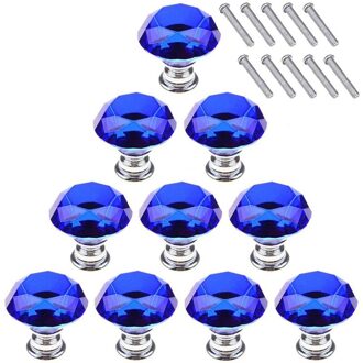 Blauw 10 Stuks 30 Mm Crystal Glass Kast Knoppen Diamant Vorm Lade Keukenkasten Dresser Kast Kledingkast Pulls Handles