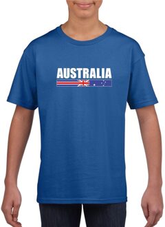 Blauw Australie supporter t-shirt voor kinderen S (122-128)