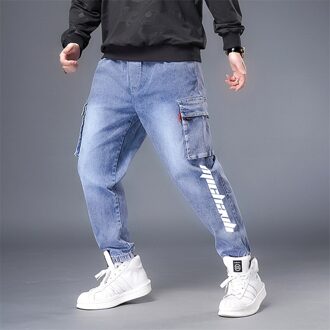 Blauw Baggy Jeans Mannen Denim Broek Mode Harajuku Skateboard Jeans Harembroek Elastische Taille Grote Plus Size 7XL Broek HX537 5XL