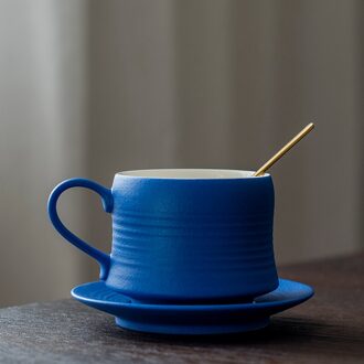 Blauw Creativiteit Luxe Cup Schotel Porselein Moderne Herbruikbare Eco Vriendelijke Koffie Cups Handgemaakte Woondecoratie Drinkware EK50BD