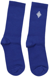 Blauw en Wit Mid-High Sokken Marcelo Burlon , Blue , Heren - L