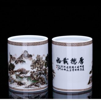 Blauw En Wit Porselein Chinese Keramische Opslag Pen Houder Theewaar Vier Schatten Kantoorbenodigdheden Pen Organizer