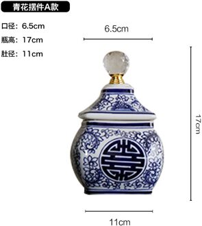 Blauw En Wit Porselein Keramische Pot Woondecoratie Ornamenten Opslagtank Verzegelde Pot Organisator Bloemenvaas Thee Doos Thee Caddy