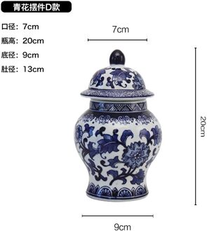 Blauw En Wit Porselein Keramische Pot Woondecoratie Ornamenten Opslagtank Verzegelde Pot Organisator Bloemenvaas Thee Doos Thee Caddy