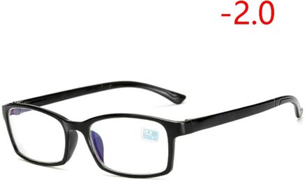 Blauw Film Coating Afgewerkt Bijziendheid Bril Vrouwen Mannen TR90 Vierkante Anti-Blauw Licht Bijziend Bril Mannelijke-1.0- 1.5-2.0-4.0 Myopia 200