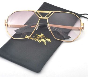 Blauw Geel Oversized Vrouwelijke Gradiënt Zonnebril Luxe Rode Gouden Transparante Zonnebril NX goud brwon