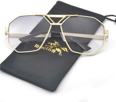 Blauw Geel Oversized Vrouwelijke Gradiënt Zonnebril Luxe Rode Gouden Transparante Zonnebril NX whtie gary