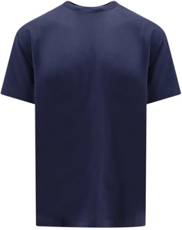 Blauw Geribbelde Crew-Neck T-Shirt Roberto Collina , Blue , Heren - Xl,M,3Xl