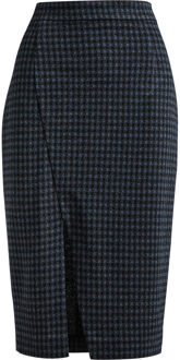 Blauw geruite kokerrok Navy