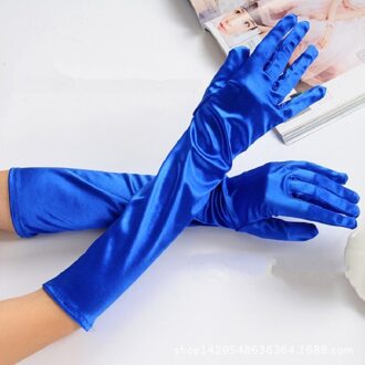 Blauw Grijs Goud Geel Roze Handschoenen voor Prom Party One Size Stretch Satijn Elleboog Vinger Vrouwen Guantes Boda Handschoenen ST017 koninklijk blauw