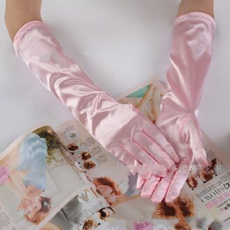 Blauw Grijs Goud Geel Roze Handschoenen voor Prom Party One Size Stretch Satijn Elleboog Vinger Vrouwen Guantes Boda Handschoenen ST017