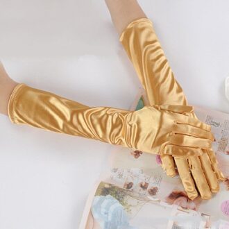 Blauw Grijs Goud Geel Roze Handschoenen voor Prom Party One Size Stretch Satijn Elleboog Vinger Vrouwen Guantes Boda Handschoenen ST017