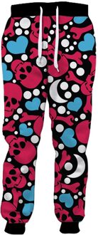 Blauw Hart Wit Moon Stip Red Skull Print Mode 3D Joggingbroek Xxl
