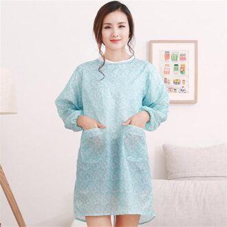 Blauw Home Keuken Lange Mouw Schort Volwassen Gown Waterdicht En Olie Slip Koken Werk Schort