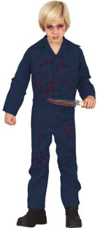 Blauw horror moordenaar verkleed kostuum / jumpsuit voor kinderen 10-12 jaar (140-152)