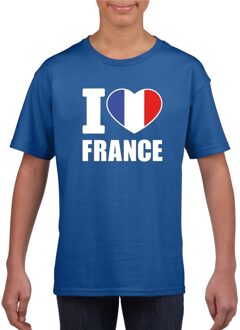 Blauw I love Frankrijk fan shirt kinderen L (146-152)
