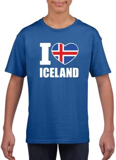 Blauw I love Ijsland fan shirt kinderen XS (110-116)