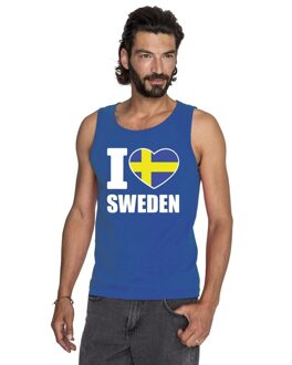 Blauw I love Zweden fan singlet shirt/ tanktop heren 2XL