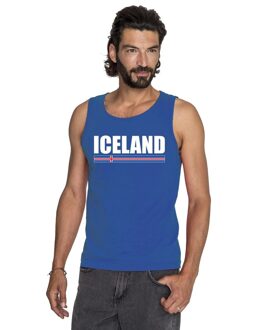 Blauw Ijsland supporter singlet shirt/ tanktop heren XL