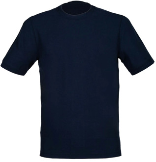 Blauw Katoen Crepe T-Shirt met Zijopeningen Gran Sasso , Blue , Heren - 2Xl,L,M,S,4Xl,3Xl