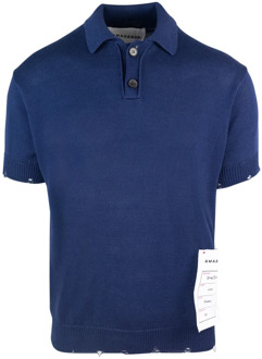 Blauw Katoenen Poloshirt Geribbelde Afwerking Amaránto , Blue , Heren - L,M,S