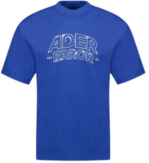 Blauw Katoenen T-Shirt - Stijlvol Ontwerp Ader Error , Blue , Heren - L,S