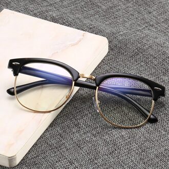 Blauw Licht Blokkeren Bril Anti Vermoeide Ogen Decoratieve Glazen Vrouwen Mannen Computer Screen Stralingsbescherming Eyewear Goud