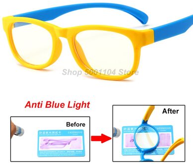 Blauw Licht Bril Kids Mode Jongen Meisjes Blokkeren Computer Clear Transparant Brillen Optische TR90 Frame UV400 geel blauw