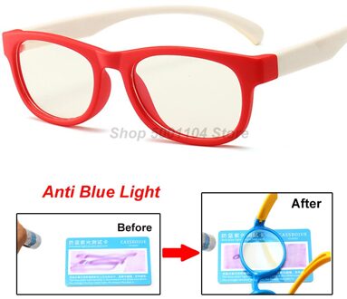 Blauw Licht Bril Kids Mode Jongen Meisjes Blokkeren Computer Clear Transparant Brillen Optische TR90 Frame UV400 rood wit