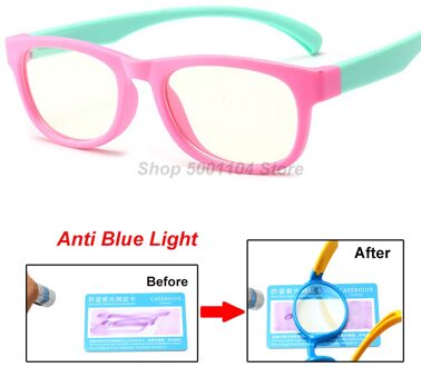 Blauw Licht Bril Kids Mode Jongen Meisjes Blokkeren Computer Clear Transparant Brillen Optische TR90 Frame UV400 roze groen