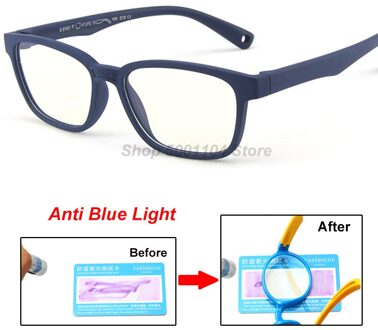 Blauw Licht Bril Kinderen Blokkeren Computer Brillen Kids Meisjes Transparante TR90 Zachte Siliconen Frame UV400 donker blauw