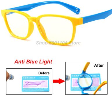 Blauw Licht Bril Kinderen Blokkeren Computer Brillen Kids Meisjes Transparante TR90 Zachte Siliconen Frame UV400 geel blauw