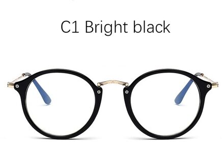 Blauw licht brilmontuur computer bril bril ronde transparante vrouwelijke vrouwen brillen frame monturen heldere C1 helder zwart